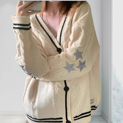 Custom Pattern Cardigan Women Embroidered Sweater Long Sleeve Knitwear