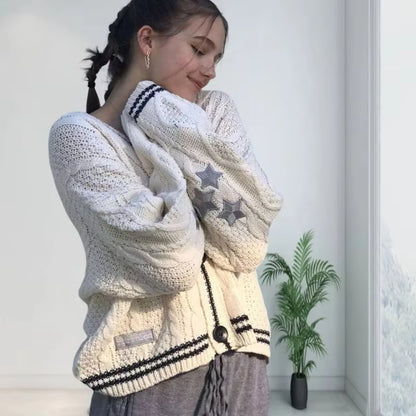 Custom Pattern Cardigan Women Embroidered Sweater Long Sleeve Knitwear