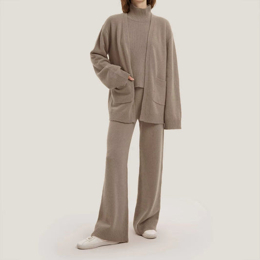 Wool Cashmere Sweater Cardigan Oversize Knitted 3 Piece Women Knit Sweater Set