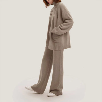 Wool Cashmere Sweater Cardigan Oversize Knitted 3 Piece Women Knit Sweater Set