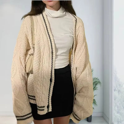 Custom Pattern Cardigan Women Embroidered Sweater Long Sleeve Knitwear