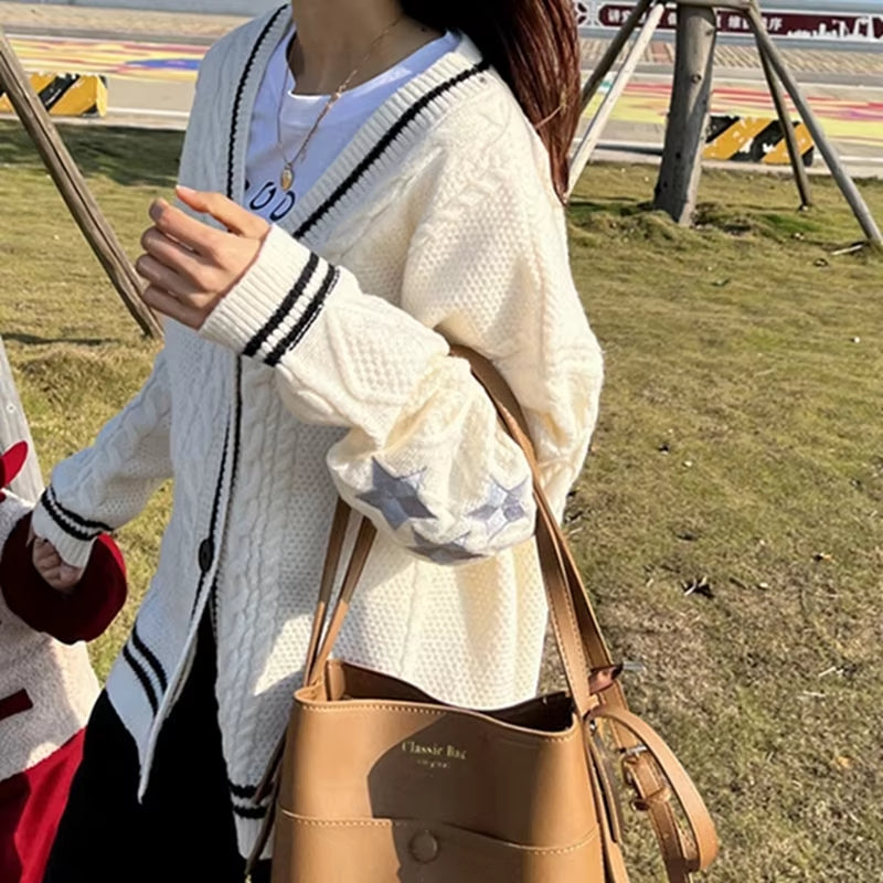 Custom Pattern Cardigan Women Embroidered Sweater Long Sleeve Knitwear