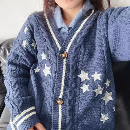 Custom Pattern Cardigan Women Embroidered Sweater Long Sleeve Knitwear