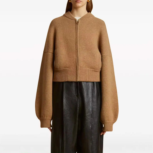 knitwear manufacturer Custom knit sweater zipper oversized women cardigan long sleeve causal knitted women cardigan sweater