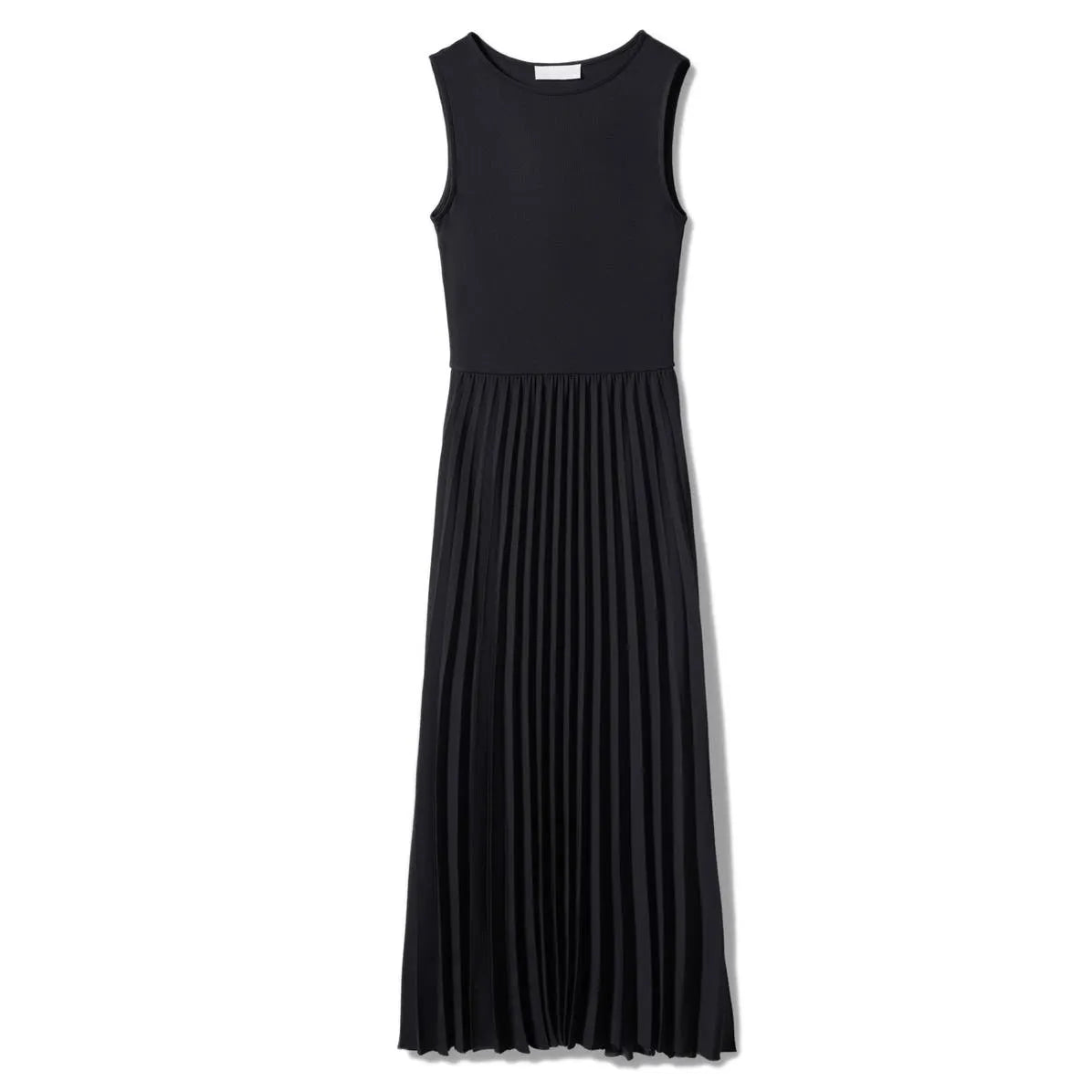 Custom knit sweater pleated skirt summer clothing maxi halter dress black rib knitting crewneck sleeveless women sweater dress