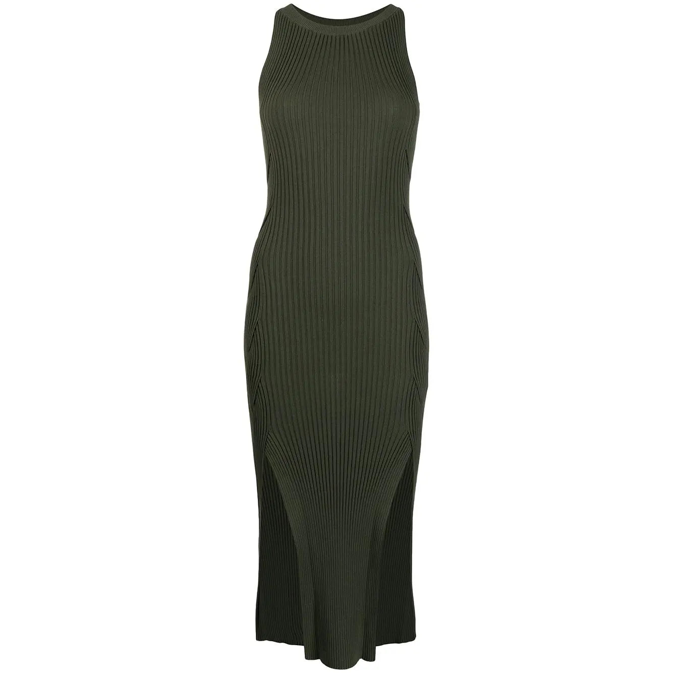 knitwear manufacturers custom sleeveless rib Knit Dress maxi Cotton Knit Dress crew neck summer sweater dress women clothing