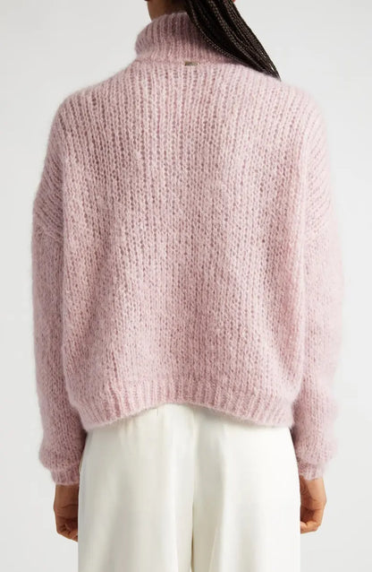 2023 winter clothes custom knit sweater women mohair zipper cardigan chunky knit jacket zip up sweater cardigan for women