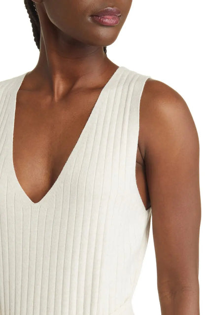 knitwear manufacturer Custom knit sweater dress ladies Tie Waist Rib knitted casual sleeveless dress women sweater dress