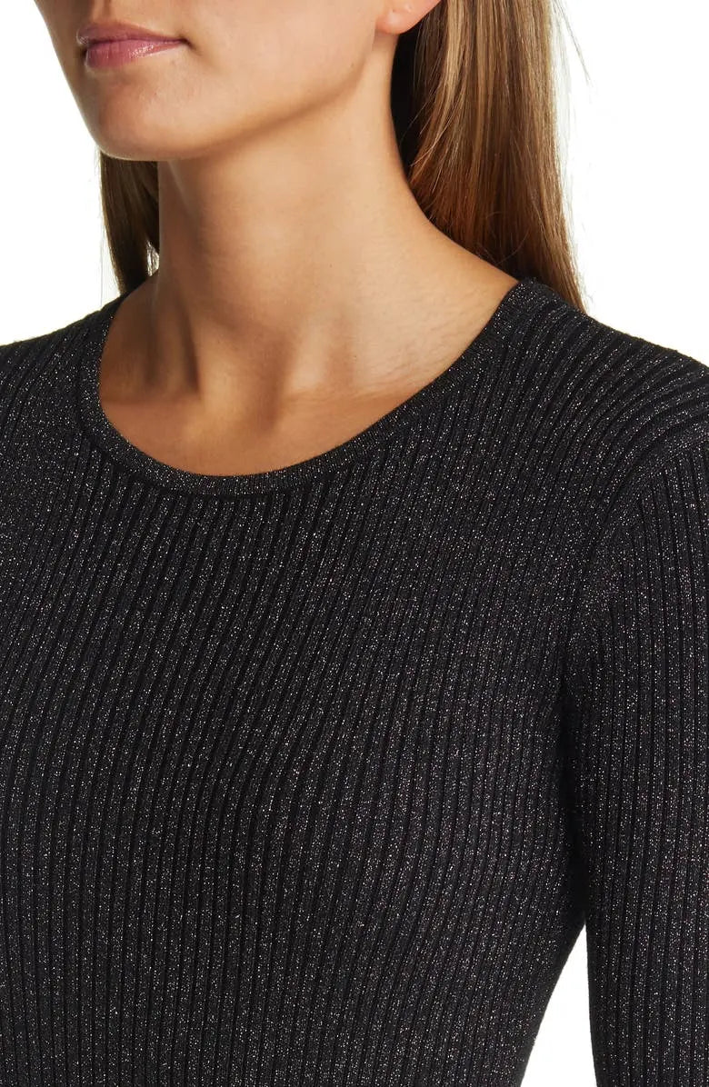Custom knit sweater sparkle sparkle dress women long sleeve jumper mini winter women Sparkling Ribbed knitted sweater dresses