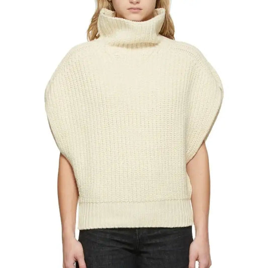 Custom Pattern Women's Turtleneck Sweater - Cotton Wool Knitted Bat Sleeve Sleeveless Top