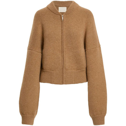 knitwear manufacturer Custom knit sweater zipper oversized women cardigan long sleeve causal knitted women cardigan sweater