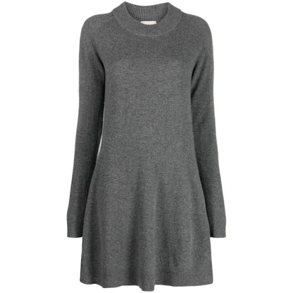 knitwear manufacturers custom dark grey Wool Knit Dress midi Knit Dress fall sweater dress women clothing