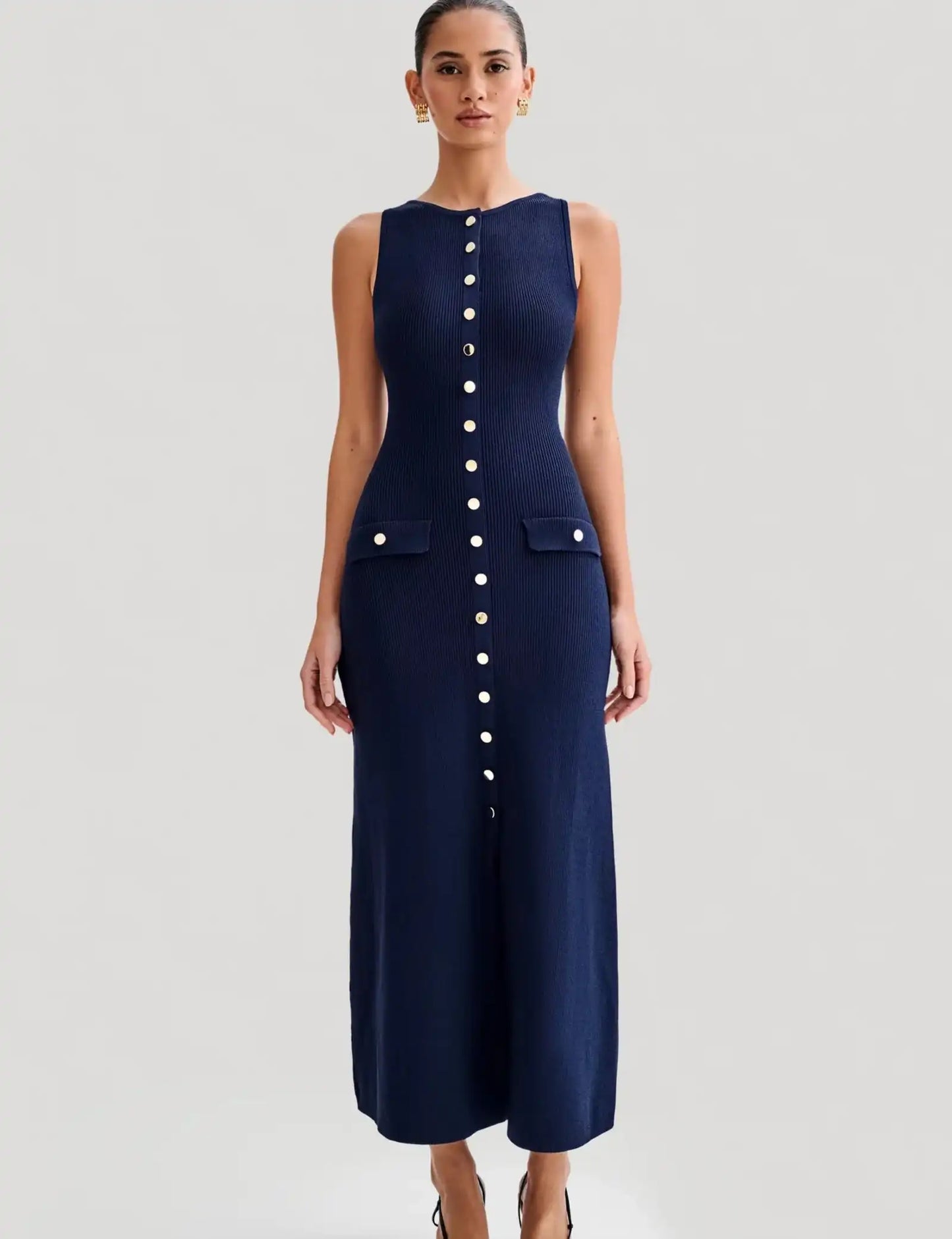Custom OEM/ODM Women's Slim Knit Dresses - French-Inspired Light Luxury Sleeveless Designs