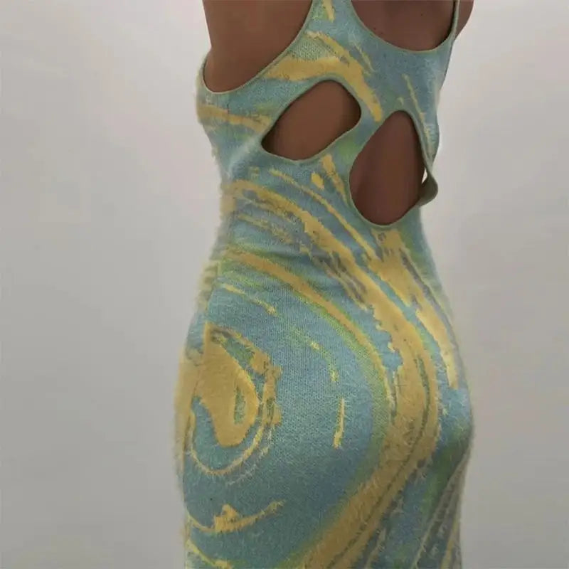 Party Sunny Beach Sundress Hollow Out Strap Dresses long Knit Women Fashion Summer Sexy Bodycon Dress