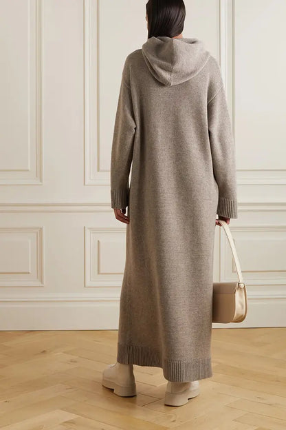 manufacturer wholesale custom hooded oversize loose relaxed fit women casual wool blend cashmere sweater dress for winter