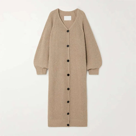 Custom woman winter long cardigan femme oversized ribbed knitted wool cardigan ladies sweater for women