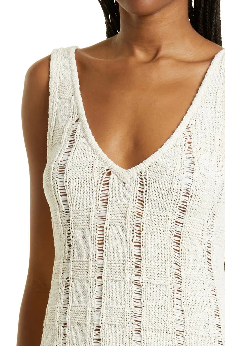 Dress manufacturer custom distressed Knit Maxi Dress sleeveless fringe tassel casual long knitted Sweater Dress women Clothing