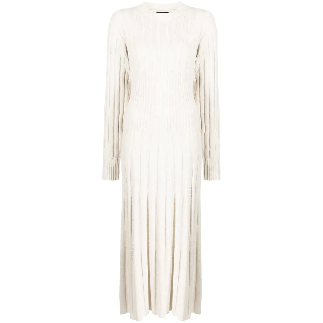 Knitwear Manufacturer Custom Knit Sweater dresses women lady elegant Long Sleeve Maxi White Ribbed Knit Sweater Dress Women