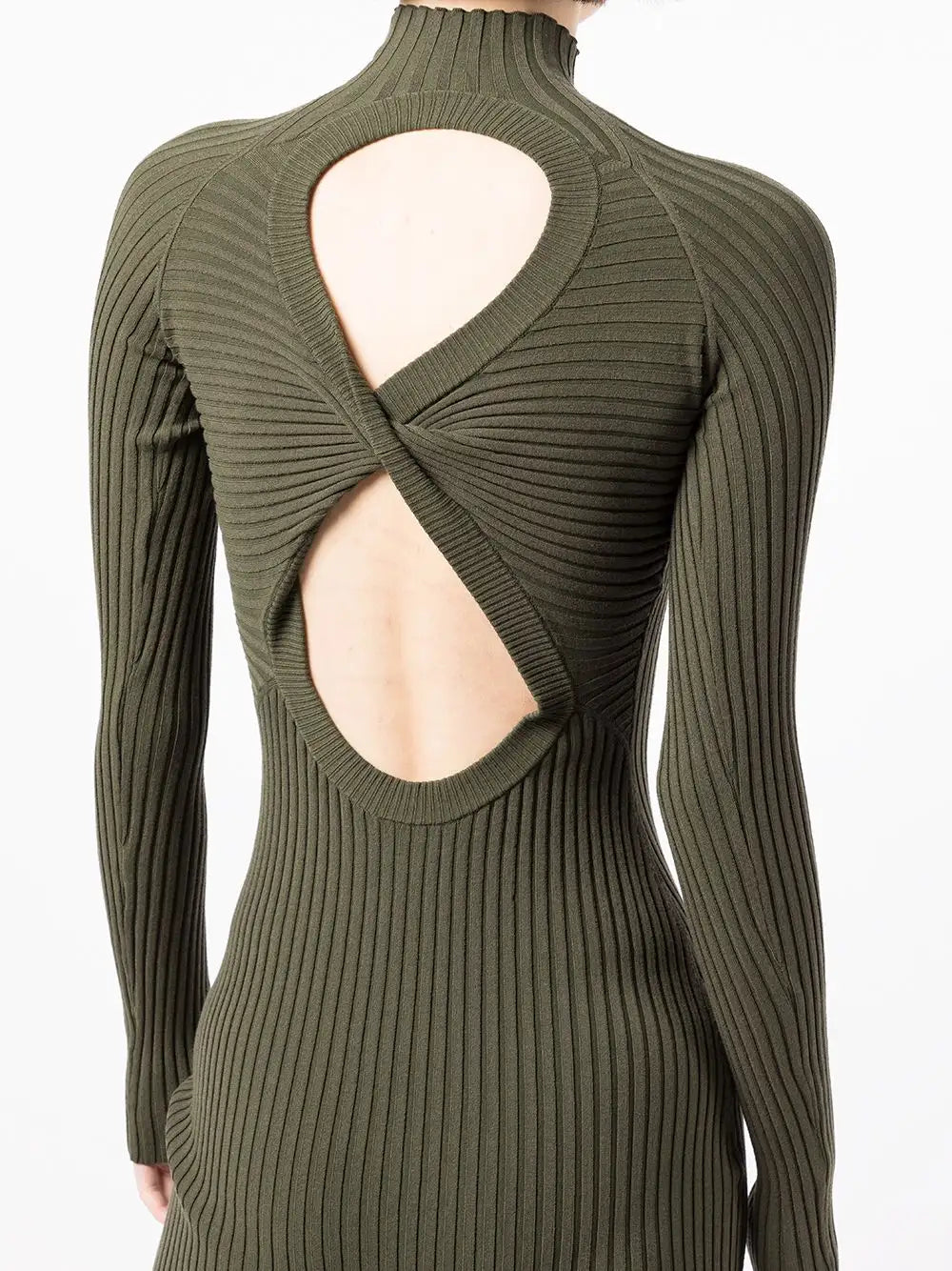 Custom Rib Knit Maxi Dress Fashion Knitted Long Lady Elegant Winter Girls Casual Womens Dresses Cut-out mock neck Sweater Dress