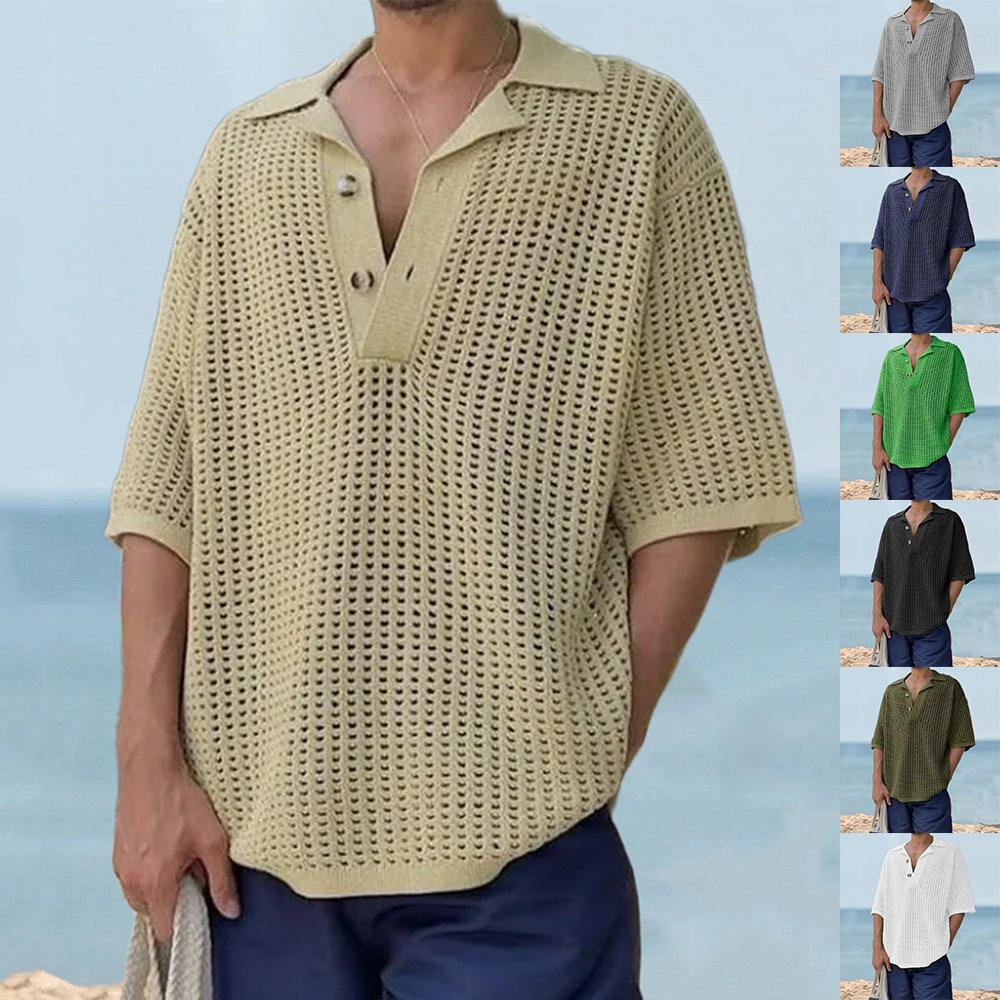 fashion knit sweater men's polo T-shirts cotton Streetwear 2024 custom wholesale clothing knitted sweaters for men