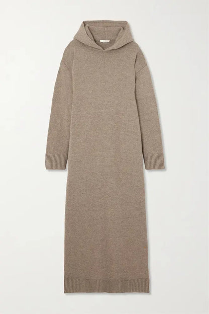 manufacturer wholesale custom hooded oversize loose relaxed fit women casual wool blend cashmere sweater dress for winter