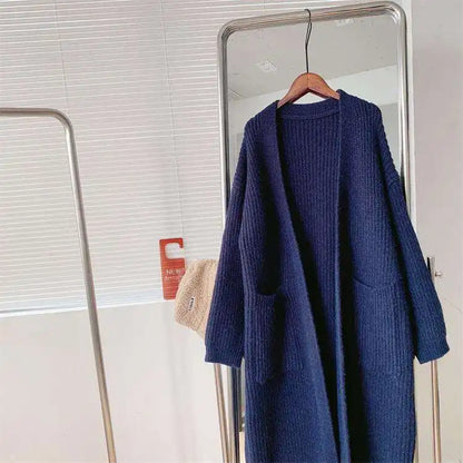 Customized Autumn Women's Thick Knitted Cardigan – Long-Sleeved Loose Fit Casual Sweater