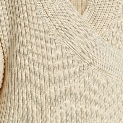 Custom Puffed Sleeves Ribbed Cotton Knit Midi Dress Custom Fashion Lady Elegant Girls Casual Womens Dresses Knitting Dresses
