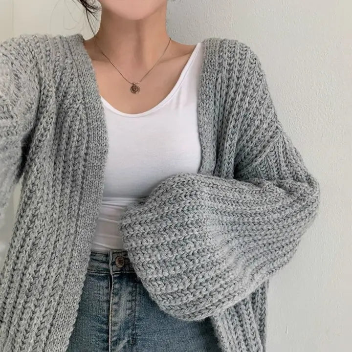 Casual chunky thick Knit Cardigan Sweater oversized V neck Loose Streetwear Coat Women knitwear Vintage Knit Sweater Jacket Y2K