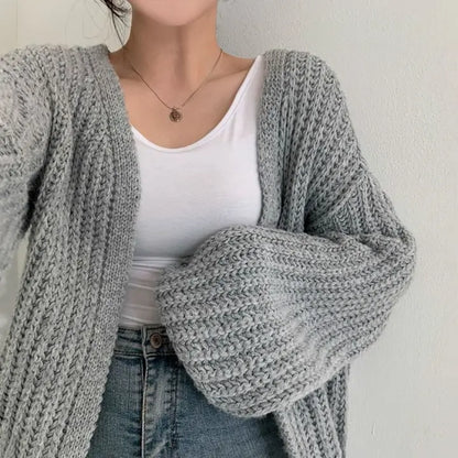 Casual chunky thick Knit Cardigan Sweater oversized V neck Loose Streetwear Coat Women knitwear Vintage Knit Sweater Jacket Y2K