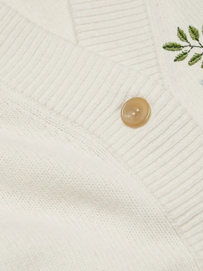 Custom pattern Oversized Knitted Embroidery cardigan Ladies Fashion Knit jacquard Loose Women Cardigans Sweater With Pockets