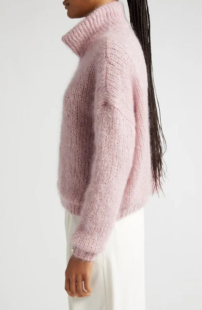 2023 winter clothes custom knit sweater women mohair zipper cardigan chunky knit jacket zip up sweater cardigan for women