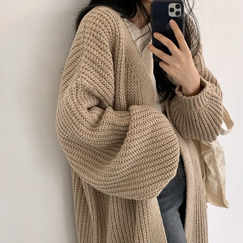 Custom Knitwear Women’s Chunky Knit Oversized Maxi Long Cardigan – Knitted Sweater for Women