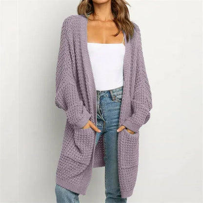 custom wholesale long cardigan sweater for women v neck knit cardigan women overised long cardigan mujer