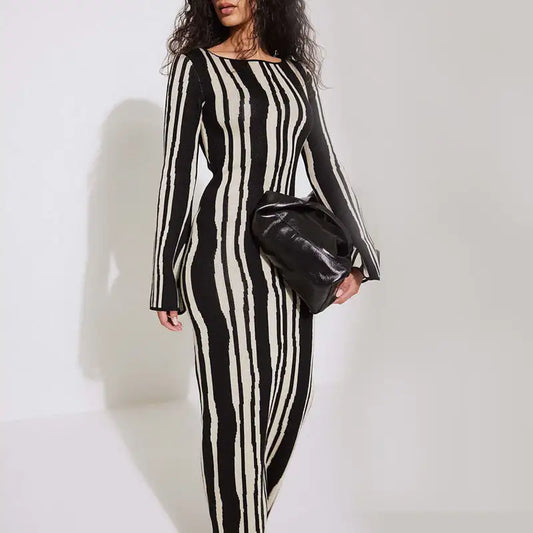 Women Y2K Knit Long Sleeve Sweater Maxi cardigan Korean Dress Ladies Elegant Mid Split Slim Casual Robe Dresses Clothing