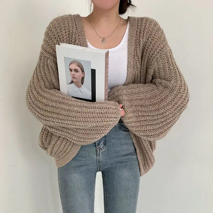 Casual chunky thick Knit Cardigan Sweater oversized V neck Loose Streetwear Coat Women knitwear Vintage Knit Sweater Jacket Y2K