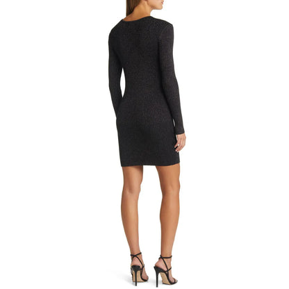 Custom knit sweater sparkle sparkle dress women long sleeve jumper mini winter women Sparkling Ribbed knitted sweater dresses
