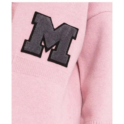 Custom Embroidered Logo Women's V-neck Cardigan Sweater - Woolen College Varsity Cardigan with Pockets