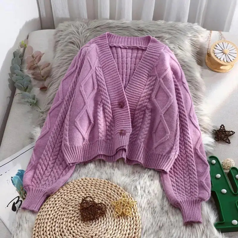 Wholesale Casual Autumn Winter Cardigans For Ladies Loose Lady Knitted Solid Custom Knitwear Chunky Girls Cardigans For Women