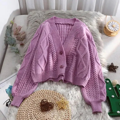 Wholesale Casual Autumn Winter Cardigans For Ladies Loose Lady Knitted Solid Custom Knitwear Chunky Girls Cardigans For Women