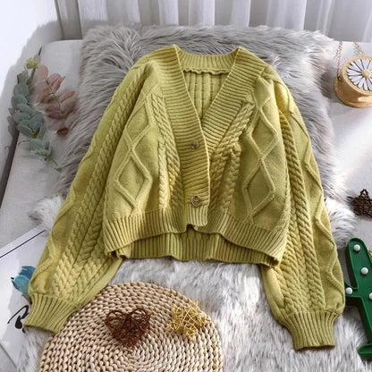 Wholesale Casual Autumn Winter Cardigans For Ladies Loose Lady Knitted Solid Custom Knitwear Chunky Girls Cardigans For Women