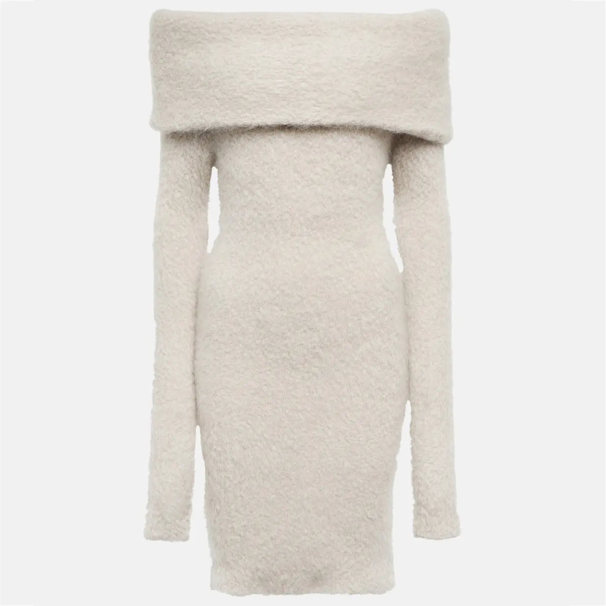 Custom knit mohair sweater dress ladies off shoulder midi knitted casual long sleeve dress women sweater dress
