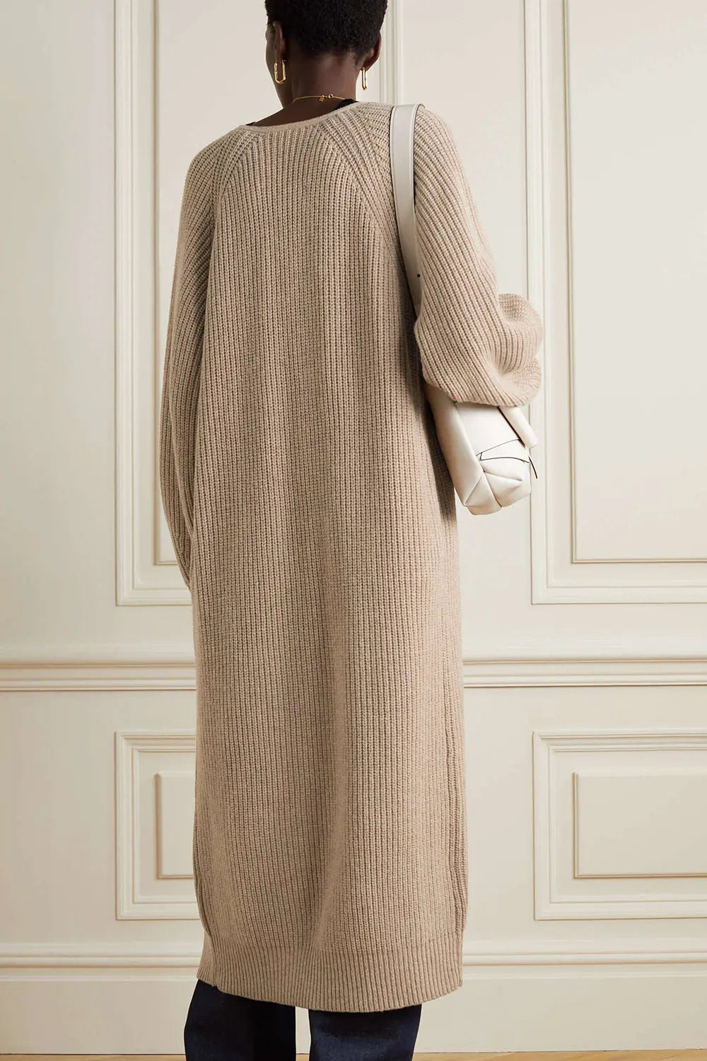 Custom woman winter long cardigan femme oversized ribbed knitted wool cardigan ladies sweater for women