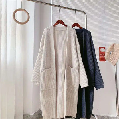 Customized Autumn Women's Thick Knitted Cardigan – Long-Sleeved Loose Fit Casual Sweater