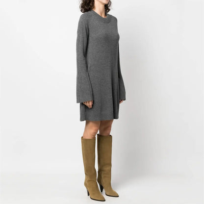 knitwear manufacturers custom dark grey Wool Knit Dress midi Knit Dress fall sweater dress women clothing