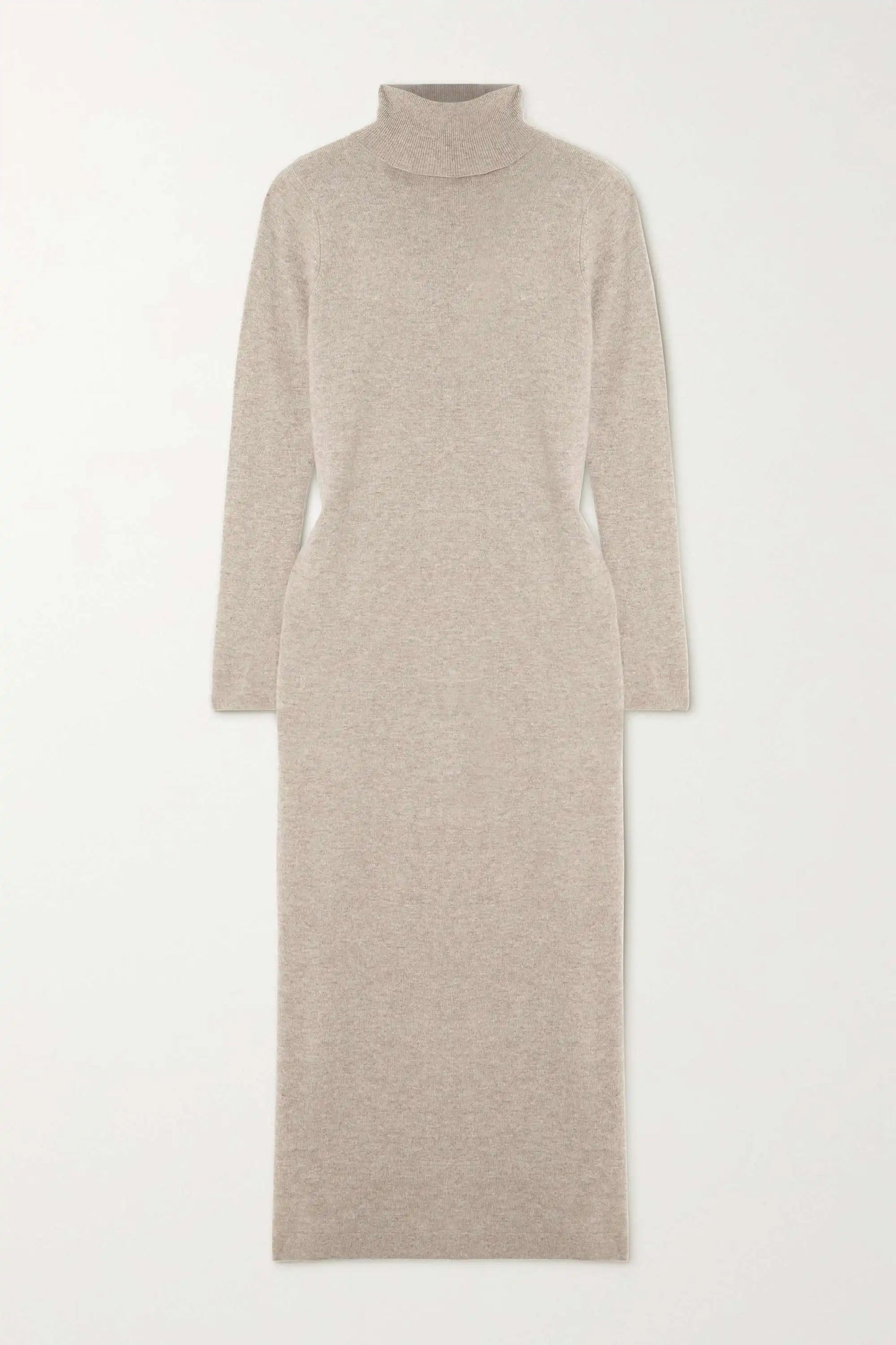 Custom plain knit turtleneck cashmere long dress knitted long sleeve winter women Merino wool maxi sweater dress for women