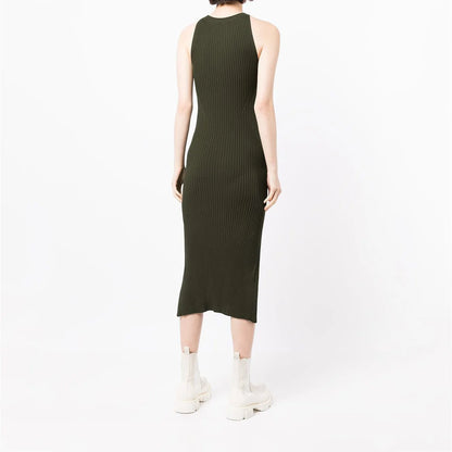 knitwear manufacturers custom sleeveless rib Knit Dress maxi Cotton Knit Dress crew neck summer sweater dress women clothing