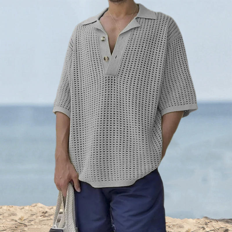 fashion knit sweater men's polo T-shirts cotton Streetwear 2024 custom wholesale clothing knitted sweaters for men