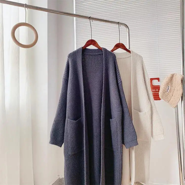 Customized Autumn Women's Thick Knitted Cardigan – Long-Sleeved Loose Fit Casual Sweater