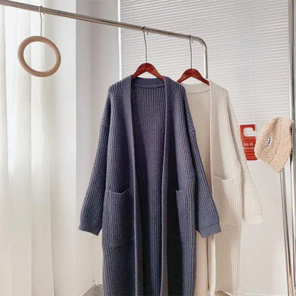 Customized Autumn Women's Thick Knitted Cardigan – Long-Sleeved Loose Fit Casual Sweater