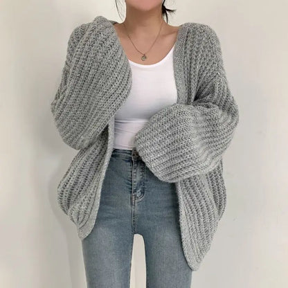 Casual chunky thick Knit Cardigan Sweater oversized V neck Loose Streetwear Coat Women knitwear Vintage Knit Sweater Jacket Y2K
